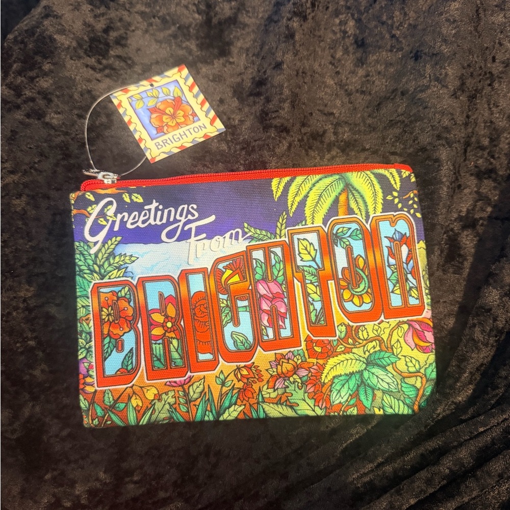 Brighton Floral Postcard Zip Pouch - Red, Blue, Cream